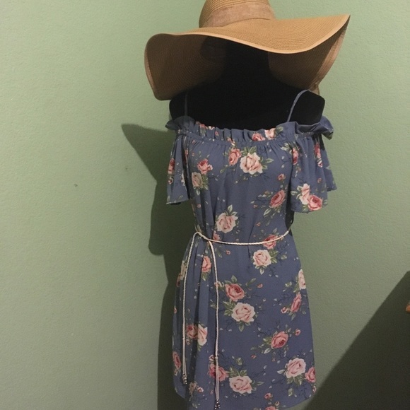 Floral Blue Candy Strip Spaghetti Strap Ankle-Length Dress Long dress main image 0